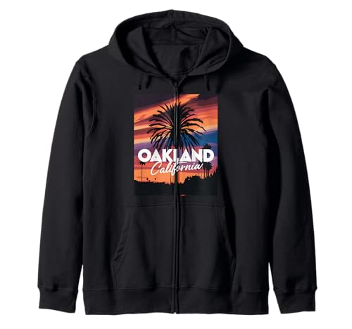 CA Vintage Oakland City Palm Tree California State 510 Sudadera con Capucha