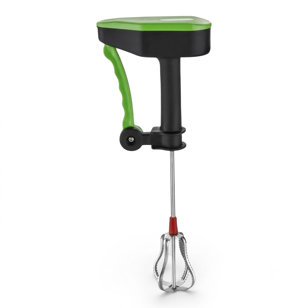 Hand Blender Mixer with Stainless Steel Whisk, Green and Black | Manual Operation, Ergonomic Handle, Egg Beater, Lightweight Design, Kitchen Tool-image-16