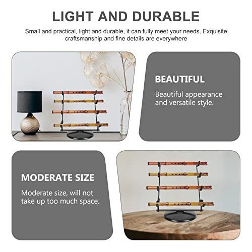 Flute Display Rack Sword Stand: 4- Tier Katana Wakizashi Wood Display Holder Flute Table Holder #TOP5