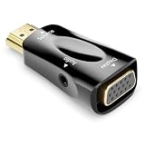 deleyCON Adattatore Convertitore HDMI (Sorgente) a VGA (Display) - 1080p Full HD - (per Monitor/Beamer/Proiettore VGA) + Audio Jack 3.5mm - per PC/Computer/Laptop a Monitor/Beamer - Nero