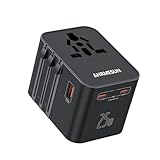 ANRMESUN Reiseadapter Weltweit, PD 25W Universal Travel Adapter Reisestecker mit 2 USB C und 1 USB A und 1x AC, Internationaler Steckdosenadapter Universal Adapter für EU, UK, USA, Australia