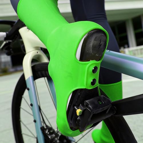 Fundas para zapatillas de ciclismo SUNGOOYUE, impermeables y reutilizables, con suela antideslizante y ajuste elástico para bicicleta de montaña, carretera y uso urbano, color verde miniatura 2
