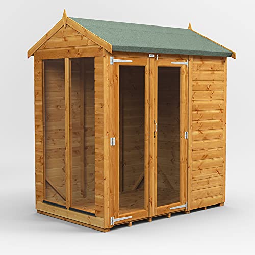 Powersheds High Grade Premium Apex Summer House Wooden Shed with Security Features, PVC Window Sills, Door & Window Flexibility, made from Extra Thick Timber