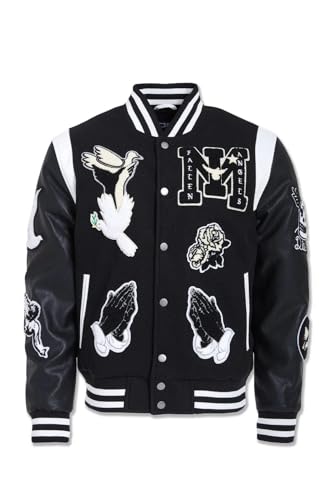 Jordan Craig Fallen Angels Black Varsity Jacket with Flame