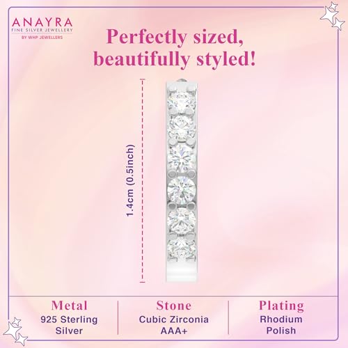 Image of 925 Sterling Silver Hoop Earrings for Women | Hypoallergenic Rhodium Plated Anti-Tarnish Lightweight Silver Hoops | Daily Wear & Office Wear Jewellery | Gift for Wife, Girlfriend, Mother, Sister | Birthday, Anniversary, Rakhi
