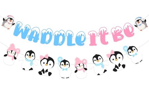 Penguin Gender Reveal Decoration Banner
