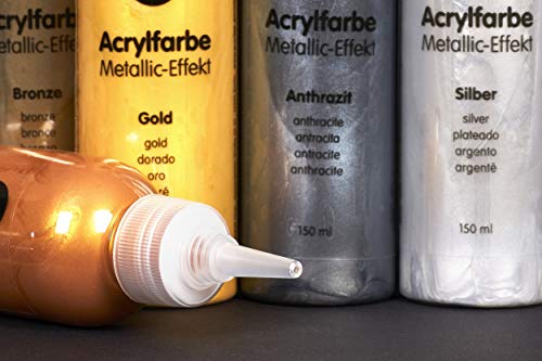 perfect ideaz • 5 x 150 ml Acrylfarbe Metallic, 5 Farben, hochdeckend, auf Wasserbasis – Bild 5