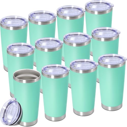 Image of 20oz Tumbler Insulated Tumblers Vacuum Coffee Mug with Lid LightBlue 12Pack
