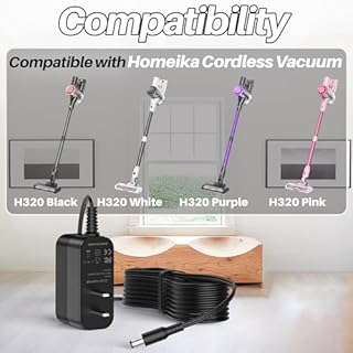 Charger for Homeika Cordless Vacuum Cleaner for Homeika H320 Cordless Vacuum 26.5V AC Adapter for Homeika Vacuum H 320 Cordless Stick Suction Vacuum Cleaner Power Supply