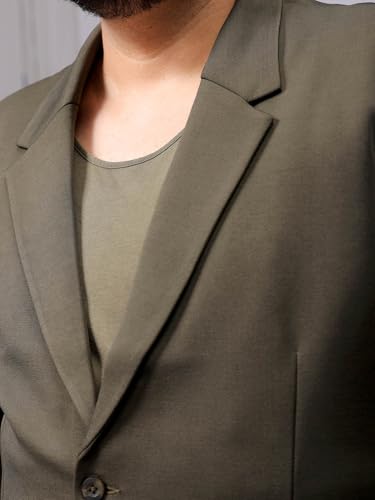 Image of Hardsoda by The Indian Garage Co Men Plus Size Comfort Fit Solid Single Breasted Knitted Blazer