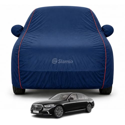 Image of Premium 100% Waterproof Car Cover for Mercedes C Class Model | All-Weather, UV & Dust Protection | Heavy-Duty 3-Layer Fabric | Custom Fit with Mirror & Antenna Pockets | Navy Blue