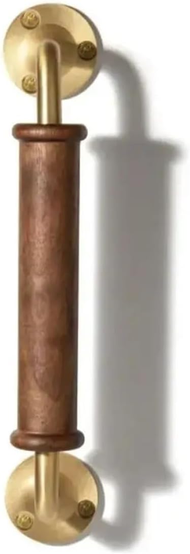 Lock Solid Wood Walnut Handle Brass Base Premium Light Luxury Vintage Decor Furniture Cabinet Door