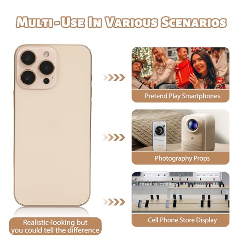 Dummy Fake Prop Phone Compatible with Phone 16 Pro max Non-Working Store Display Phones Kids Pretend Play Phone That Look Real (for 16 Pro Max Gold Home Screen)