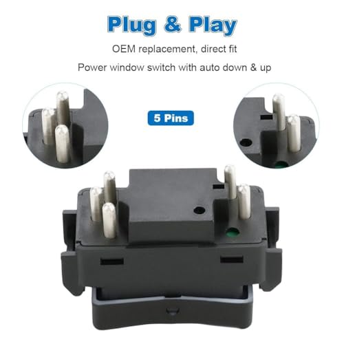 Window Switch Compatible with Mercedes-Benz 190E 260E 300CE 300TE 300D 300TD 300E 300SDL 300SE 300SEL 350SD, Power Window Switch, Driver Side 5 Pins, Replacement for 1248204610, A1248204510 - Image 3