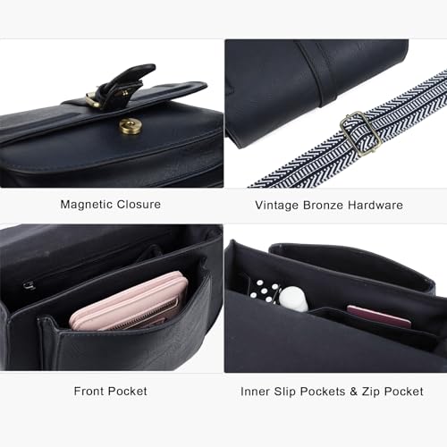 Image of AFKOMST Crossbody Bags for Women,Small Saddle Purse and Boho Cross Body Handbags,Vegan Leather