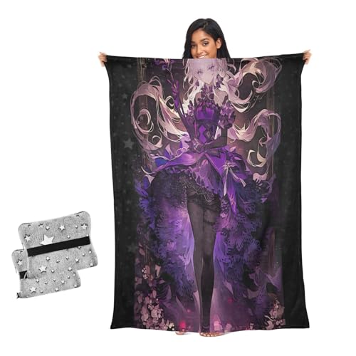 Manta suave para sofá de anime morado, ideal para relajarte en la oficina 2