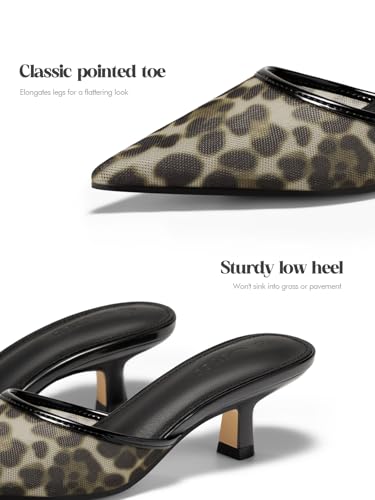Image of Coutgo Womens Kitten Low Heels Mules Closed Pointed Toe Pumps Slip On Backless Dress Shoes