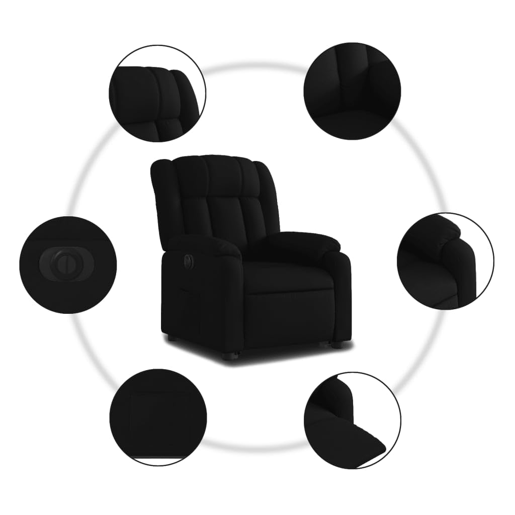 LAPOOH Fotelik elektryczny z czarnej tkaniny podnoszone fotel, fotele kinowe, fotele Salon, Fotel Tantra, Fotel telewizyjny, Fotel do karmienia piersią - 3205342