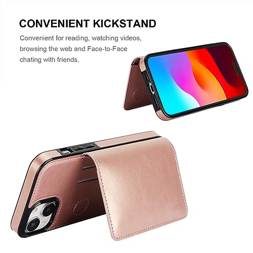 Étui portefeuille iPhone 15 Plus protection intégrale cuir durable porte-carte