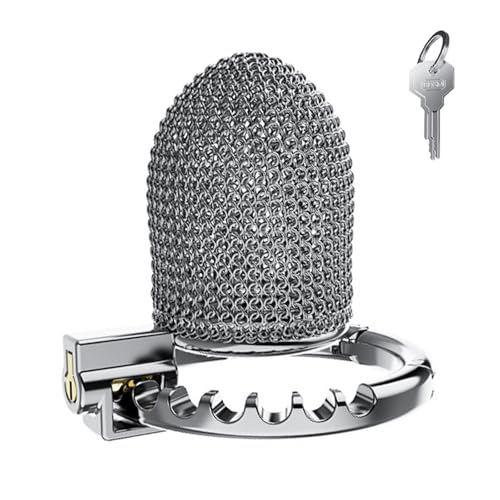 BDSMYEE Gabbia per pene regolabile in metallo, Gabbia di castità in cotta di maglia, Gabbia di castità maschile, Cintura di castità per uomini, Gabbia di castità, Gabbia per pene (Corto)