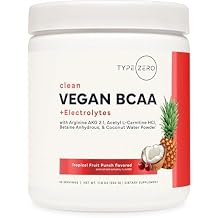 Type Zero Ultra Clean Vegan BCAA Powder + Electrolytes Tropical Fruit Punch | 6G 211 Sugar-Free/No Sucralose BCAAs Amino Acids Supplement - BCAA Vegan Amino Acids After Workout Drink, 30 Servings