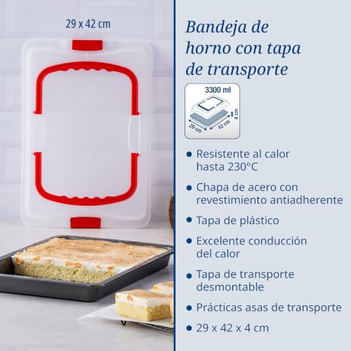 Bandeja para tartas rectangular Dr. Oetker Rustidera antiadherente para horno con tapa 5