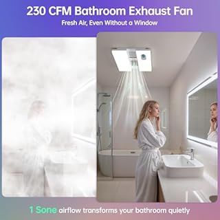 VallisCo Bathroom Exhaust Fan with Heater, Light, Bluetooth Speaker and Odor & Humidity Sensors, 230 CFM Quiet Ceiling Fan with 3 Dynamic RGB Lighting, 3CCT - Remote App Control - Works with Alexa