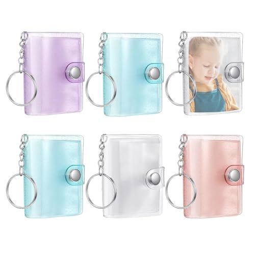 Álbum de fotos – 6 unidades portátil, colección Vintage | Álbum de fotos de bolsillo con llavero, para niños, adolescentes, adultos, coleccionistas, cumpleaños, bodas, San Viaje