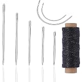 Needle and Thread kit for Sewing Hair，Curved Needles Sewing(Black) ，Leather Sewing Waxed Thread wi