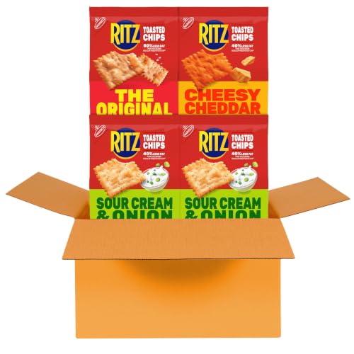 RITZ Toasted Chips Variety Pack, 3 Flavors, 4 Bags