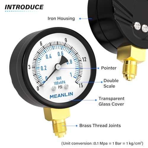 Manomètre pour puits et arrosage de jardin Meanlin Measure