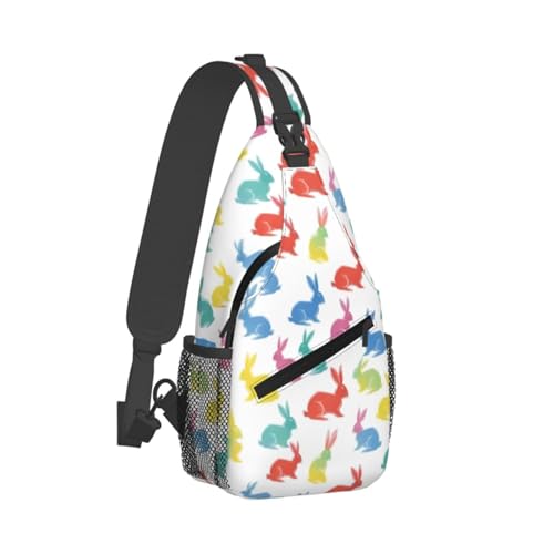 Mochila bandolera urbana con estampado de conejos para viajes y senderismo miniatura 2