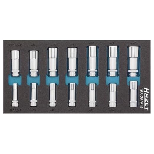 Hazet 163-259/14 Innenvierkant Antrieb 10 = 3/8 Zoll Doppel-6kt-Steckschlüssel-Einsatz-Satz