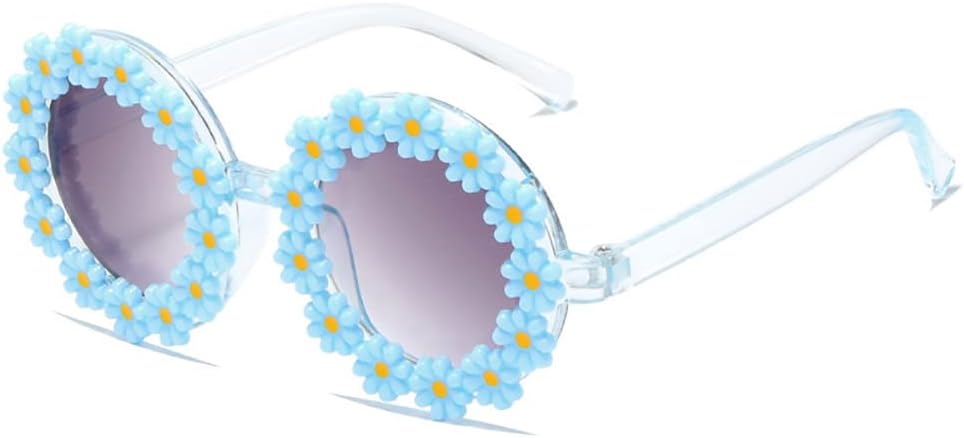 Round Flower Sunglasses for Girls Flower Shaped Cute Glasses UV 400 Protection Outdoor Beach Girl Boy