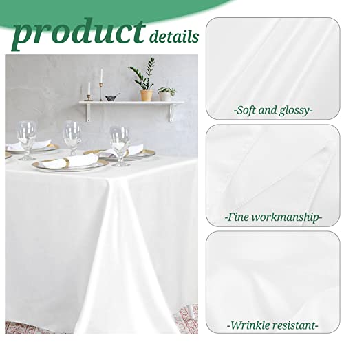 5 Pack White Tablecloth 58 X 108 Inch Satin Table Cloth For 6 Foot Rectangular Tables,Overlay Smooth Fabric Table Cover Bright Silk Cloth Table Clothes For Party Wedding Banquet Table Decoration #TOP2