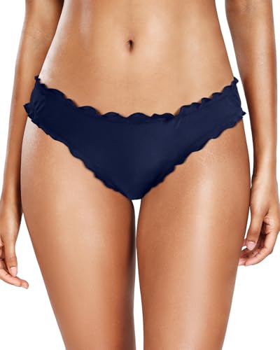 Image of Tempt Me Women Twist Bikini Bottom Moderate High Cut Bathing Suit Bottoms Ruched Swimsuit Bottom
