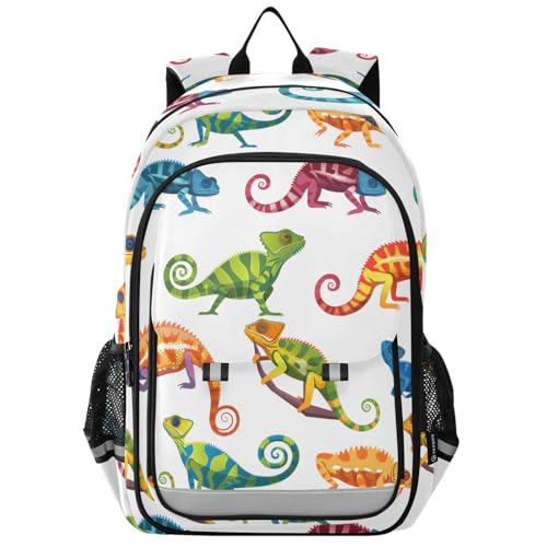 Sac à dos pour ordinateur portable enfants au motif lézard coloré pour l'école et les loisirs