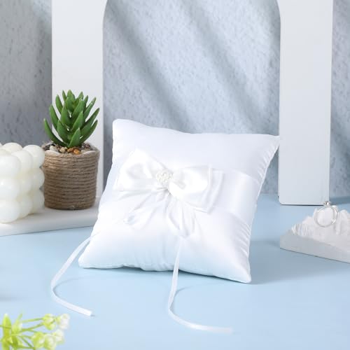 image for Styquenzer Ring Bearer Pillow, 5.5'' X 5.5'' Lovely Bud Bowknot Ring P