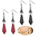 Sibba 2 Pairs Gothic Bat Dangle Earrings Halloween Drop Earrings Crystal Gems Dangle Dark Punk Rock Studs Red Black Animal Earrings Removable Ear Studs Jewelry Costumes Accessories for Women Party