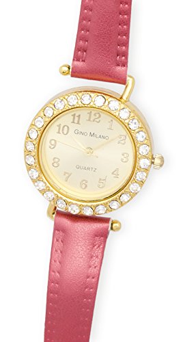 Gino Milano Woman's Watch Set With 7 Interchangeable Faux Leather Bands & Bezels In Small Heart Shaped Box #TOP3