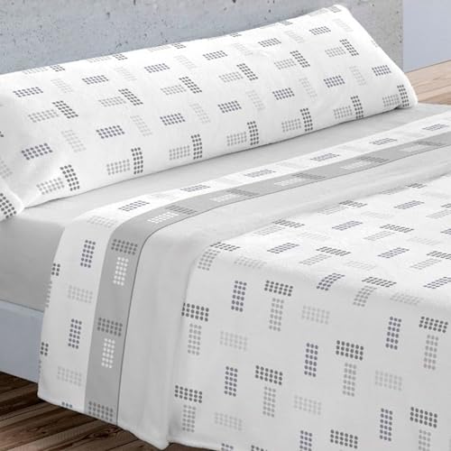 Donegal Collections Sábanas Pirineo 90 - Sabanas de Invierno - Juego Sábanas Térmicas Invierno 90x190 Bellar Gris - Bajera Ajustable Largos 190/200cm y Altos 30cm, Encimera y Funda de Almohada