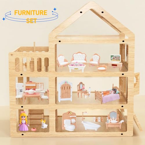 image for MOLINGXUAN Princess Dollhouse Furniture Set, 48 Piece Luxury Miniature
