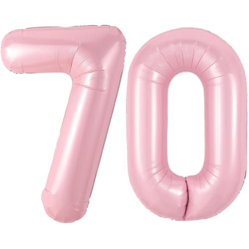 Image of Number Balloons Pink Party Balloon - Giant Number 70 Balloon, 40 Inch Large Balloon, Birthday Decorations for Women, Birthday Balloon for Anniversary Baby Shower Princess Party Decorations