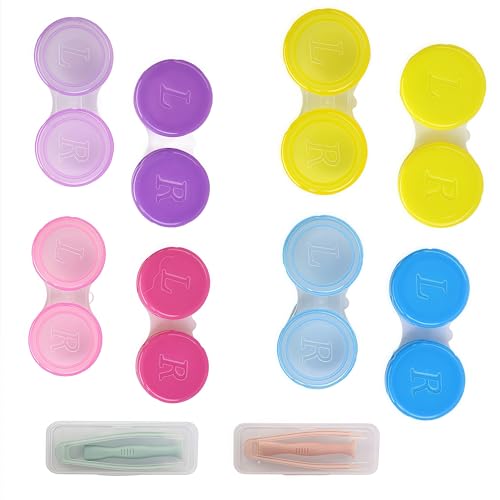 10 pezzi Set di contenitori per lenti a contatto - Custodia per lenti colorata Contenitore per lenti a contatto Portatile e a prova di perdite Set di contenitori per lenti a contatto per casa e viaggi