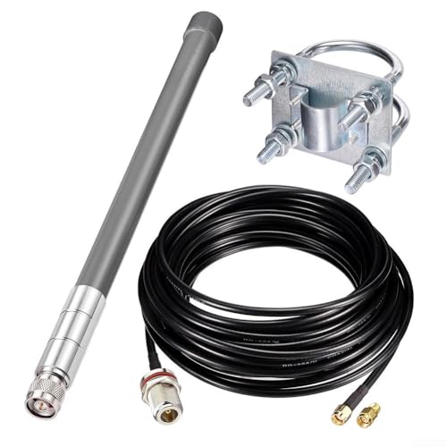 915mhz For Lora Outdoor Antenna, 5dBi Fiberglass Antenna Weatherproof with 10m Extension Cable for HNT Helium Hotspot for Nebra for Bobcat