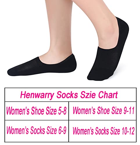 Henwarry Womne's Cushion Low Cut Ankle Socks Running Bamboo Mesh No Show Athletic Socks-5 Pairs (As1, Numeric, Numeric_5, Numeric_8, Regular, Regular, B05-Black, 5-8) #TOP1