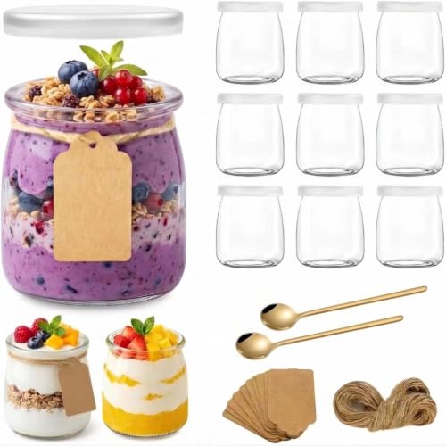 Vasetti Per Yogurt,Vasetti Vetro Piccoli,Bicchieri Yogurt 200 ml,12 Pezzi