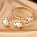 BOOZIQ White Pearl Jewelry Set for Women Vintage Irregular Pearl Bracelet Rings Set Chunky Cuff Bracelet Gold Jewelry Sets White Accessories for Women 2025 Fashion Jewelry Accessory White