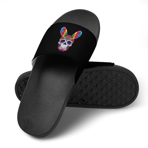 Rainbow Flag Skull Bunny Ears Easter Gay Unisex Shower Shoes House Slippers Non-Slip Indoor Bathroom Shoes for Pool Beach 38 (240mm)4