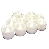 Flameless Tealights, Flickering LED Candles by LED Lytes Set of 12 White Timer Tea Lights with 6 On-18 Off Rotation